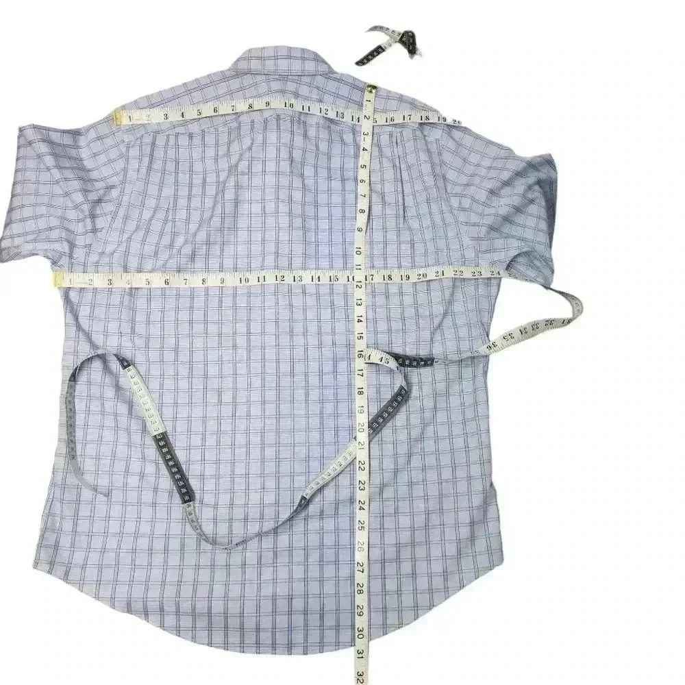 Nordstrom Smartcare Button Shirt Size 16 33 Wrinkle Free Cotton Blue White *READ - Picture 6 of 11